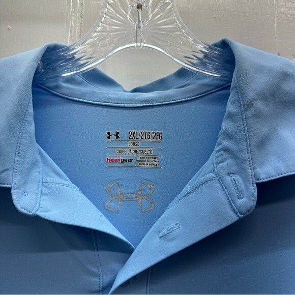 Under Armour heat gear loose fit athletic polo. dri fit material men's 2xl - Picture 4 of 6